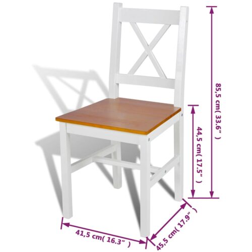 Dining Chairs 4pcs White Pinewood - Image 5