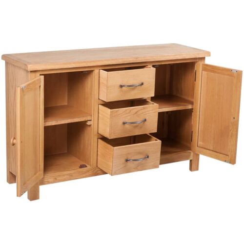 Sideboard with 3 Drawers 110x33.5x70cm Solid Oak Wood - Image 3