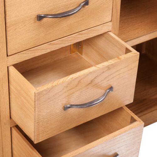 Sideboard with 3 Drawers 110x33.5x70cm Solid Oak Wood - Image 4