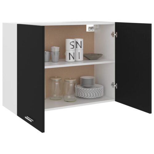 Hanging Cabinet Black 80x31x60cm Engineered Wood - Image 4