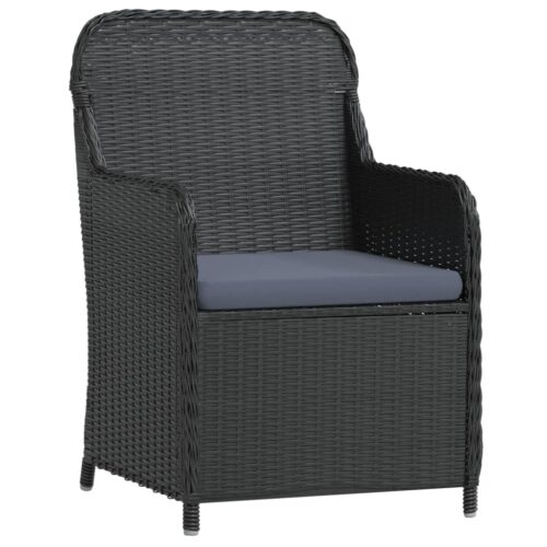 5-Piece Garden Dining Set with Cushions Black - Image 3