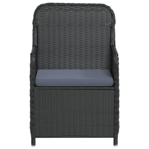 5-Piece Garden Dining Set with Cushions Black - Image 4