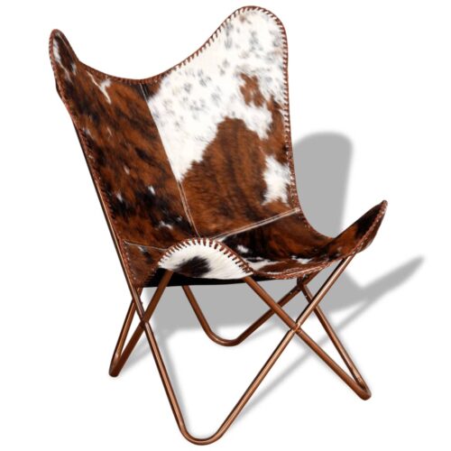 Butterfly Chair Brown White Real Cowhide Leather - Image 4