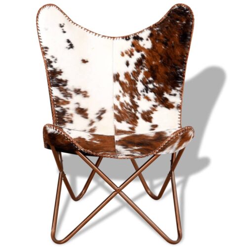 Butterfly Chair Brown White Real Cowhide Leather - Image 6