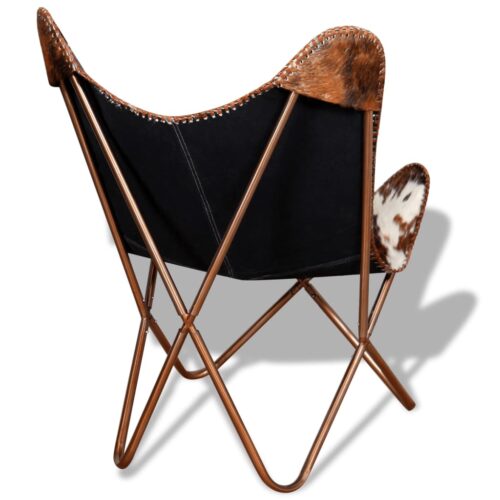 Butterfly Chair Brown White Real Cowhide Leather - Image 7
