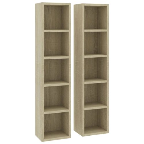 CD Cabinets 2pcs Sonoma Oak 21x16x93.5cm Engineered Wood - Image 2