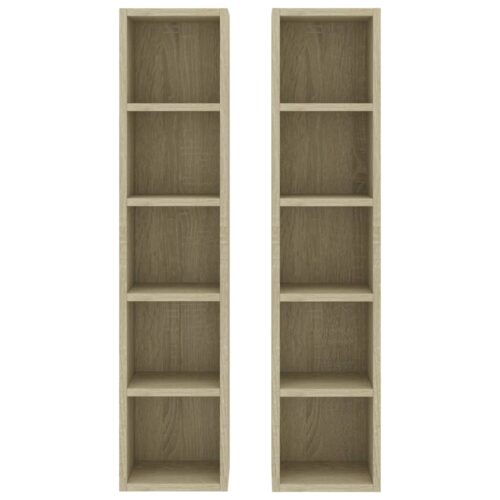 CD Cabinets 2pcs Sonoma Oak 21x16x93.5cm Engineered Wood - Image 4