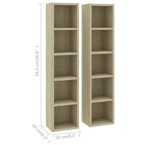 CD Cabinets 2pcs Sonoma Oak 21x16x93.5cm Engineered Wood - Image 6