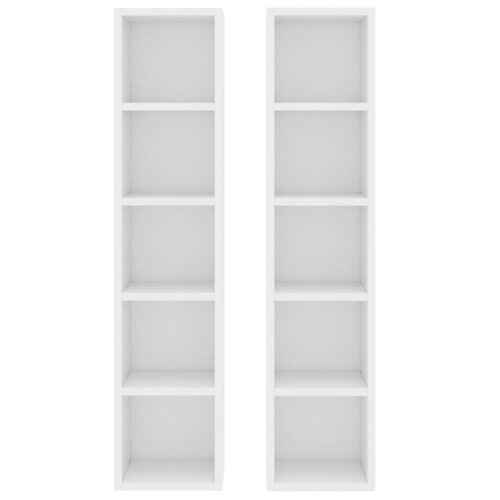 CD Cabinets 2pcs White 21x16x93.5cm Engineered Wood - Image 4