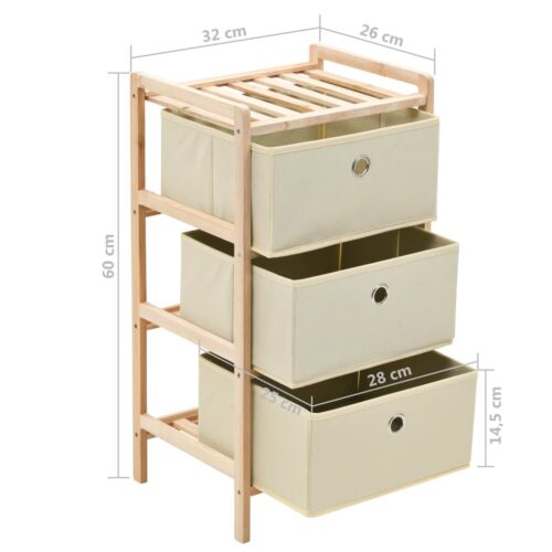 Storage Racks with 3 Fabric Baskets 2pcs Beige Cedar Wood - Image 7