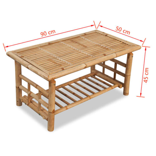 Coffee Table Bamboo 90x50x45cm - Image 5