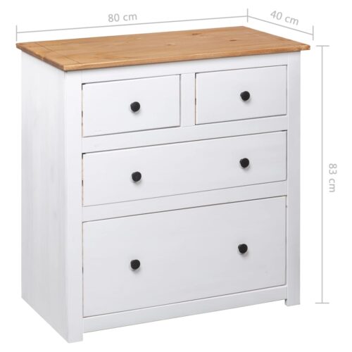 Sideboard White 80x40x83cm Pinewood Panama Range - Image 9