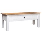 Coffee Table White 100x60x45cm Solid Pine Wood Panama Range