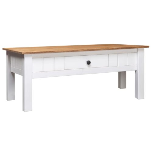 Coffee Table White 100x60x45cm Solid Pine Wood Panama Range