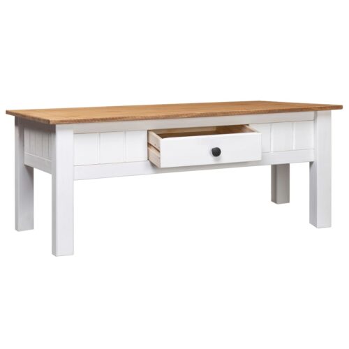 Coffee Table White 100x60x45cm Solid Pine Wood Panama Range - Image 3