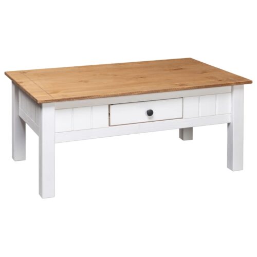 Coffee Table White 100x60x45cm Solid Pine Wood Panama Range - Image 4