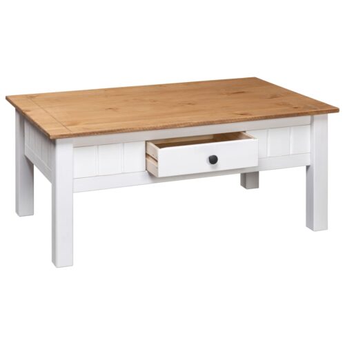 Coffee Table White 100x60x45cm Solid Pine Wood Panama Range - Image 6