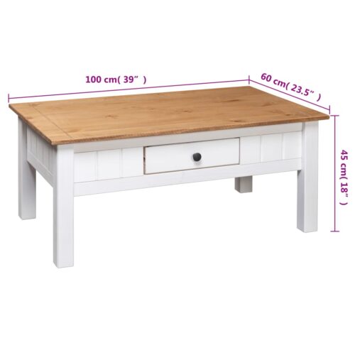 Coffee Table White 100x60x45cm Solid Pine Wood Panama Range - Image 9