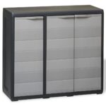 Garden Storage Cabinet with 2 Shelves Black Grey