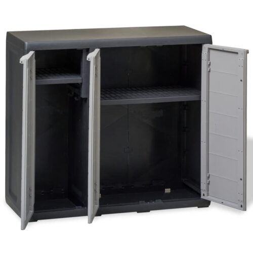 Garden Storage Cabinet with 2 Shelves Black Grey - Image 3