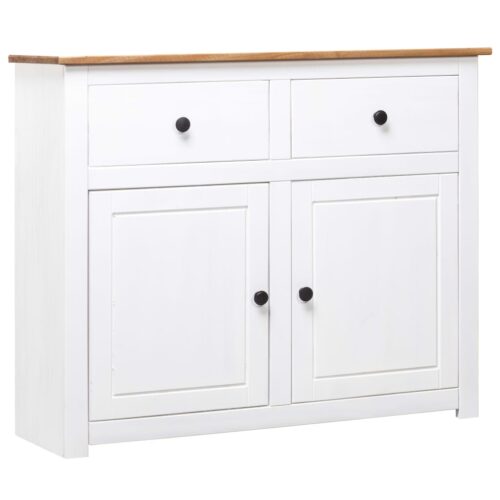 Sideboard White 93x40x80cm Solid Pinewood Panama Range