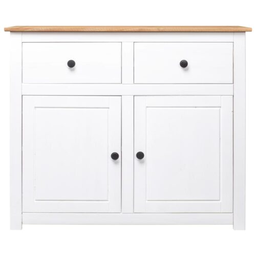 Sideboard White 93x40x80cm Solid Pinewood Panama Range - Image 2