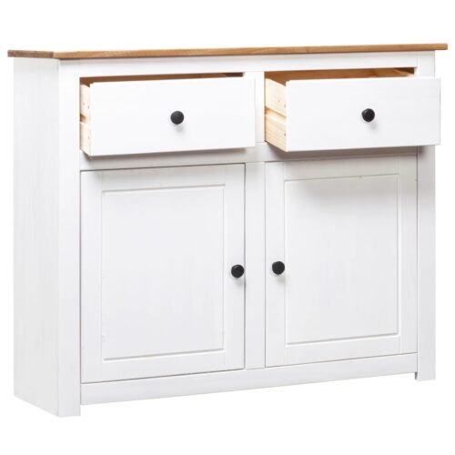 Sideboard White 93x40x80cm Solid Pinewood Panama Range - Image 3