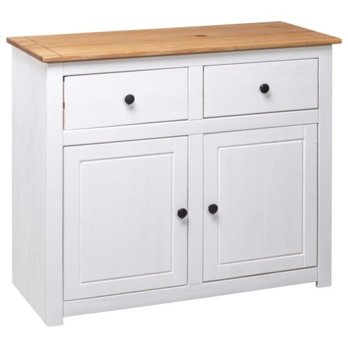 Sideboard White 93x40x80cm Solid Pinewood Panama Range - Image 4