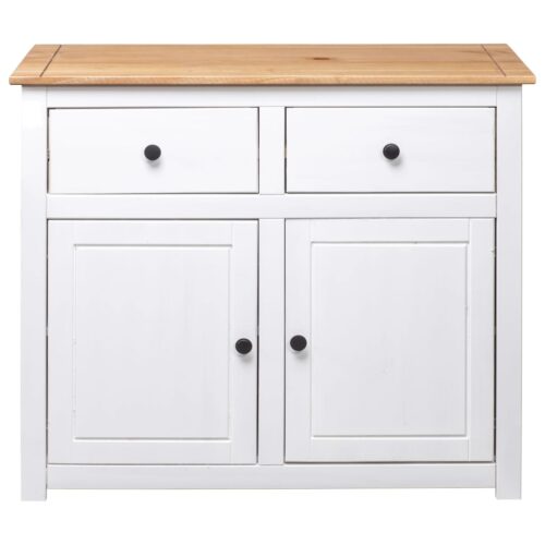 Sideboard White 93x40x80cm Solid Pinewood Panama Range - Image 5