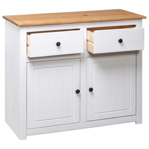 Sideboard White 93x40x80cm Solid Pinewood Panama Range - Image 6