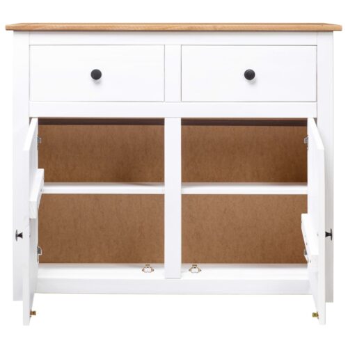 Sideboard White 93x40x80cm Solid Pinewood Panama Range - Image 7