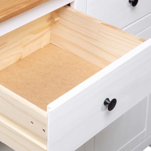 Sideboard White 93x40x80cm Solid Pinewood Panama Range - Image 9