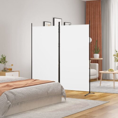 2-Panel Room Divider White 175x180cm Fabric