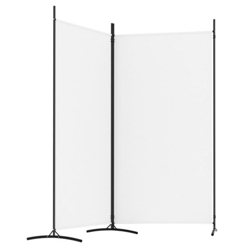 2-Panel Room Divider White 175x180cm Fabric - Image 4