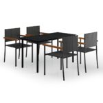 5-Piece Garden Dining Set Black