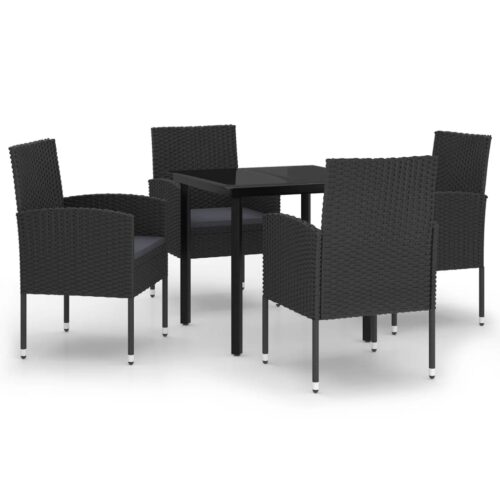 5-Piece Garden Dining Set Black