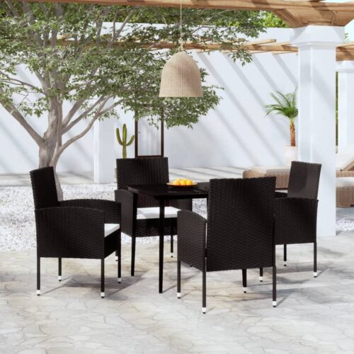 5-Piece Garden Dining Set Black - Image 9