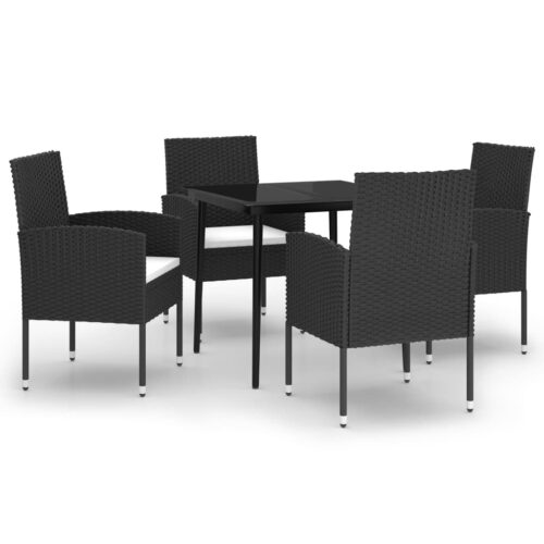 5-Piece Garden Dining Set Black