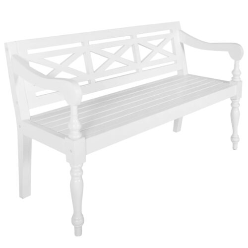 Batavia Bench 123cm Solid Mahogany Wood White
