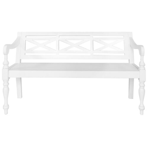 Batavia Bench 123cm Solid Mahogany Wood White - Image 2
