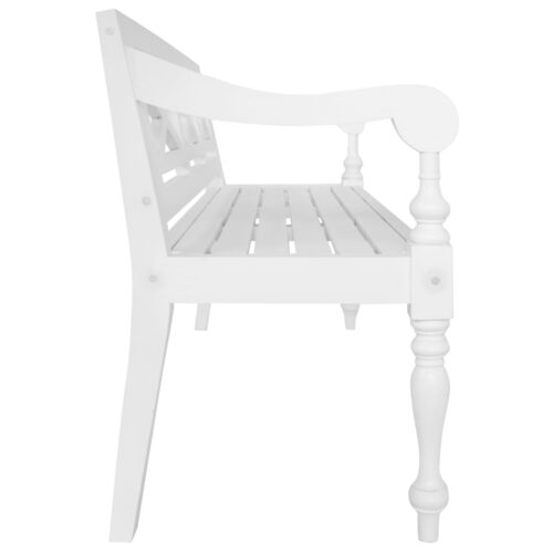 Batavia Bench 123cm Solid Mahogany Wood White - Image 3