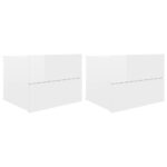 Bedside Cabinets 2pcs High Gloss White 40x30x30cm Engineered Wood