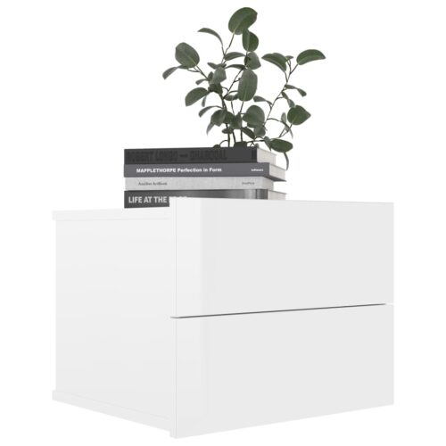 Bedside Cabinets 2pcs High Gloss White 40x30x30cm Engineered Wood - Image 4