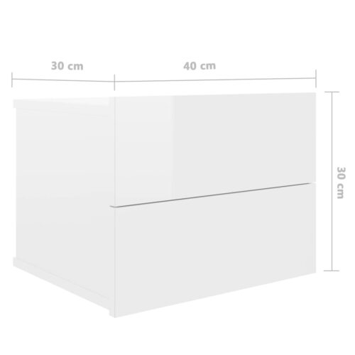 Bedside Cabinets 2pcs High Gloss White 40x30x30cm Engineered Wood - Image 8