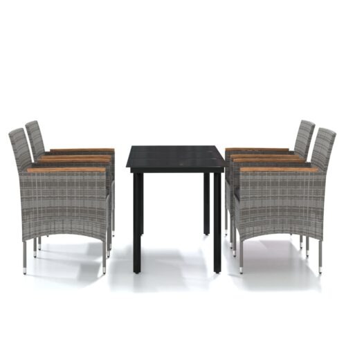 5-Piece Outdoor Dining Set with Cushions Grey Black