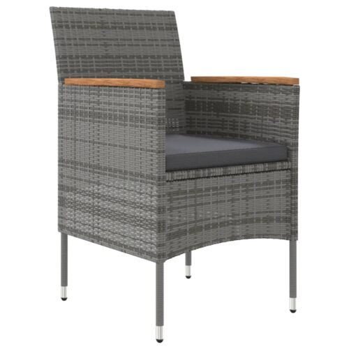 5-Piece Outdoor Dining Set with Cushions Grey Black - Image 3