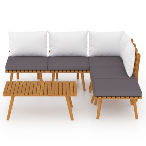 6-Piece Garden Lounge Set with Cushions Wood Timber Outdoor Patio Furniture Acacia - Image 3