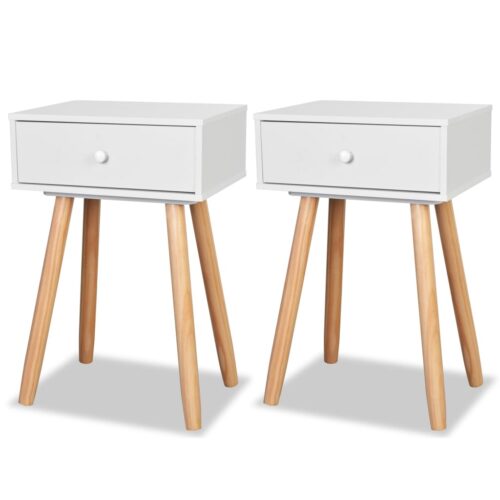 Bedside Tables 2pcs Solid Pinewood 40x30x61cm White