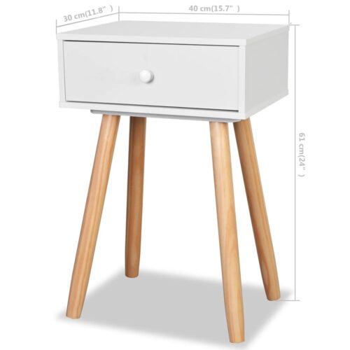 Bedside Tables 2pcs Solid Pinewood 40x30x61cm White - Image 8