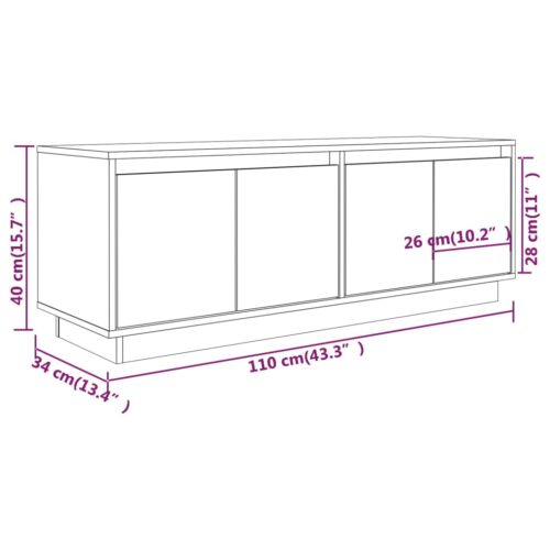 TV Cabinet 110x34x40cm Solid Wood Pine - Image 9